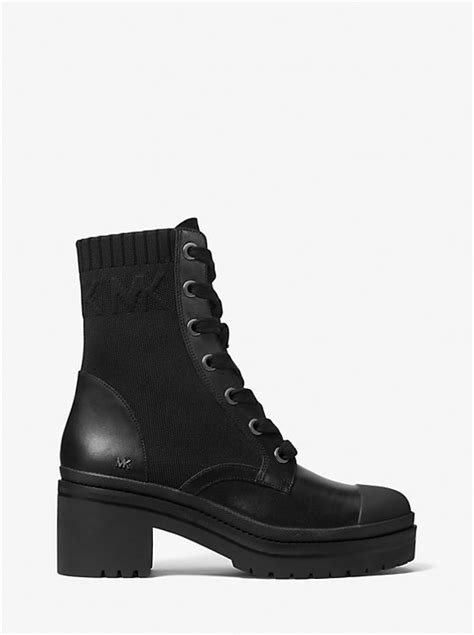 michael michael kors brea stretch-knit and leather combat boot|Brea Stretch.